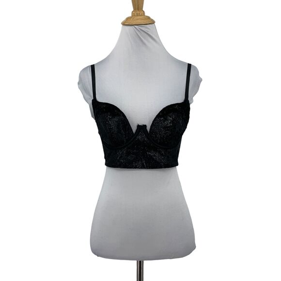 Victorias Secret Balconet Very Sexy Bra Women 32 B Velvet Shimmer Sheer Back - Picture 1 of 16